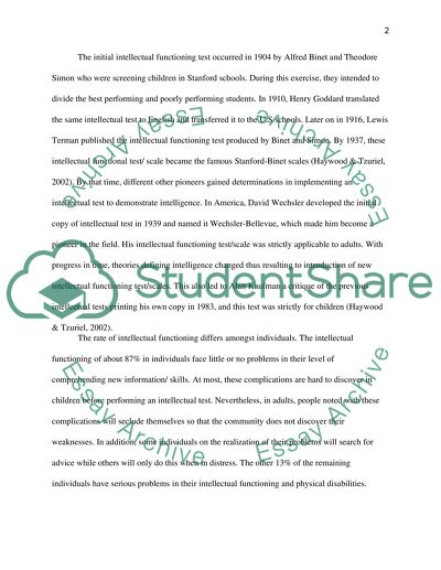 History of Intellectual Assessment