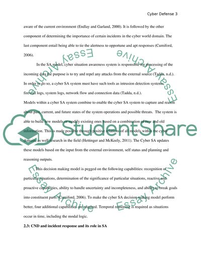 Cyber Defense Situational awareness