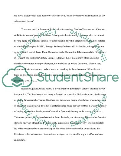 Effects the Renaissance had on theories and practices of education