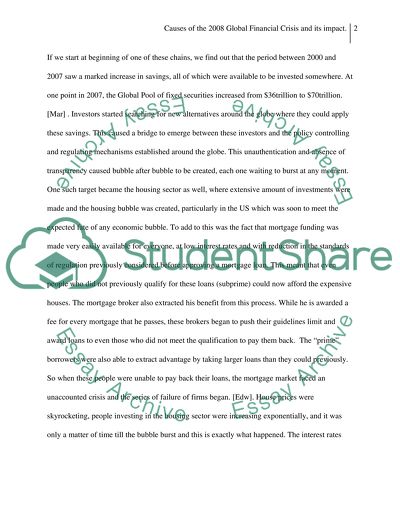 Causes of the Global Financial Crisis and its Impacts