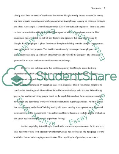 Organizational Capabilities and Strategic Management of Google