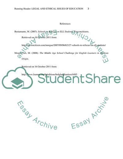 Legal and Ethical Issues Confronting the Education of English Language Learners (ELLs)