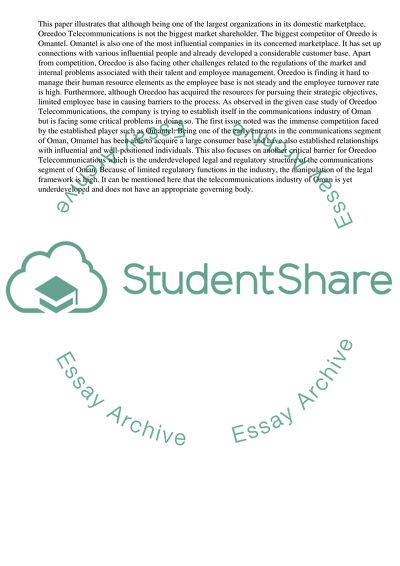 Issues Faced by Oreedoo Telecommunications