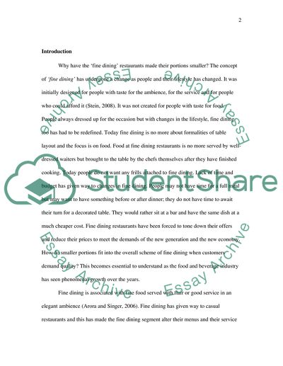 Tendency of Small Portions in Fine Dining