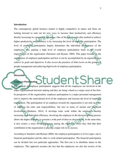 Employee Participation in John Lewis Partnership