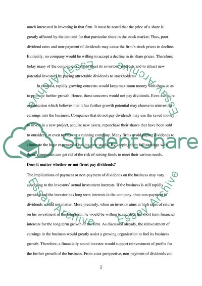 Paying of Dividends by the Firms