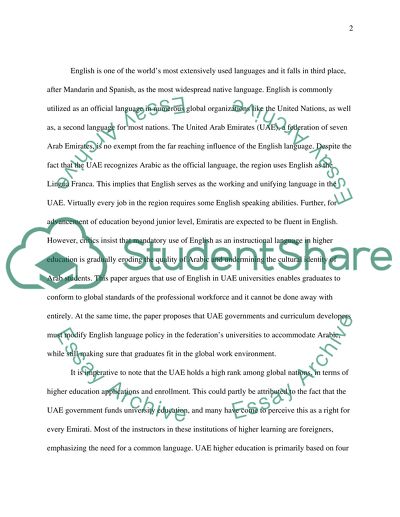 English Language in UAE Universities