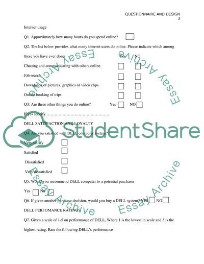 Questionnaire and design