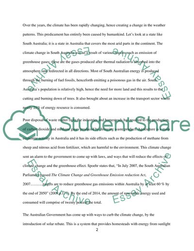 The Implementation of climate change and greenhouse emission policy