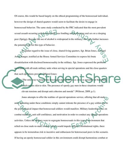 Disadvantages of Homosexuals Identifing Themselves in the US Military