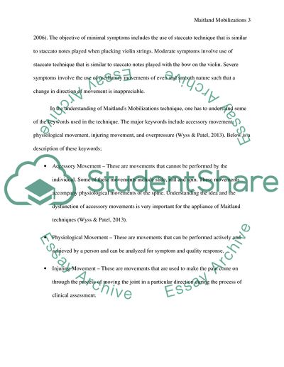Maitland Mobilizations in the Treatment of Low Back Pain