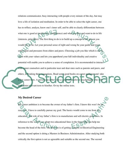 Guide Lines for Selecting a Career