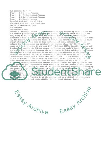 The Liberalization of the Chinese Markets