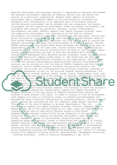 External environment , business strategy