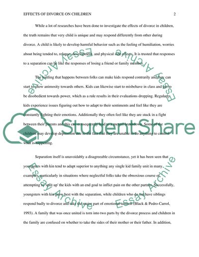 Effects of Divorce in Children