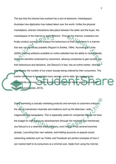 Direct and Database Marketing of Joe Deluccis in the UK