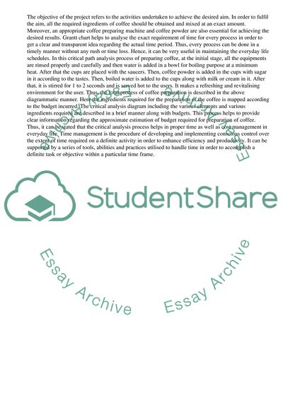 Project Management and Plan for Preparation of Coffee