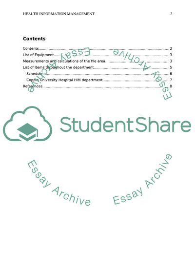 Health Information Management Departmental Layout