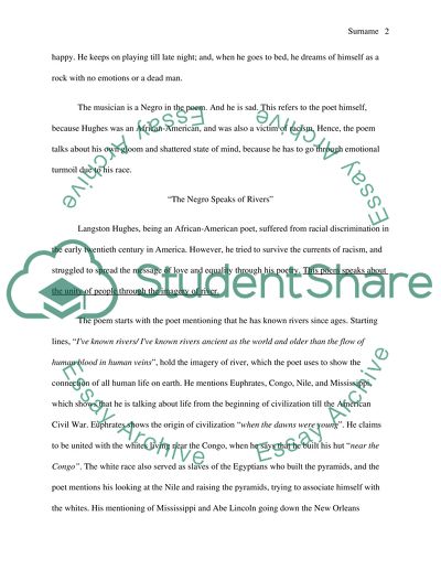 The Weary Blues and The Negro Speakers of Rivers by Langston Hughes