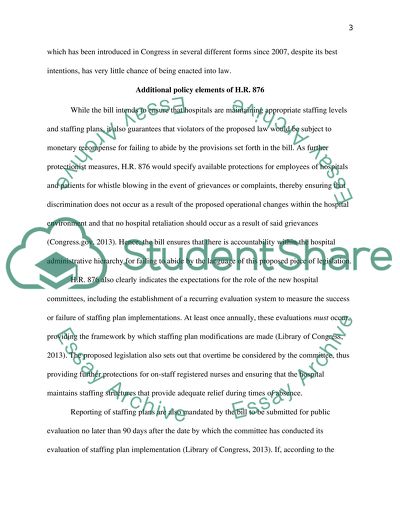 Registered Nurse Safe Staffing Act Policy Analysis