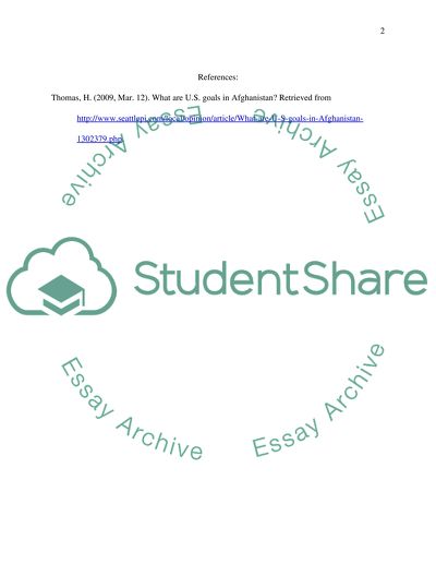 The Goal of the U.S. Involvement in Afghanistan