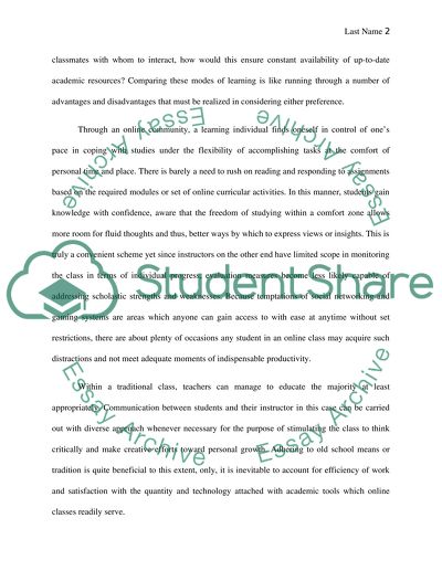 Comparative Analysis of a Traditional Class and an Online Class