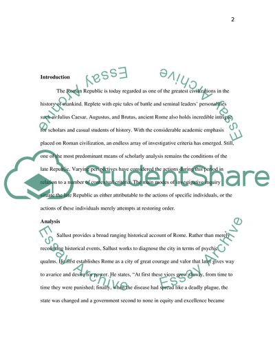 To what extent can we attribute the conditions of the late Republic to the actions of individuals