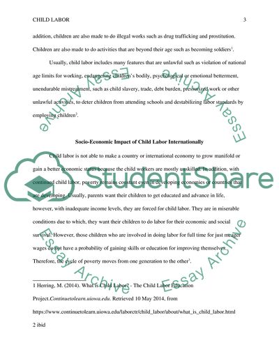 The International Social-economic Impact of Child Labor