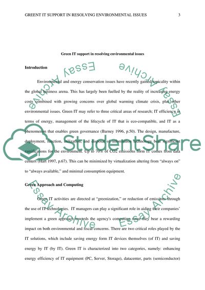 Green IT Support in Resolving Environmental Issues