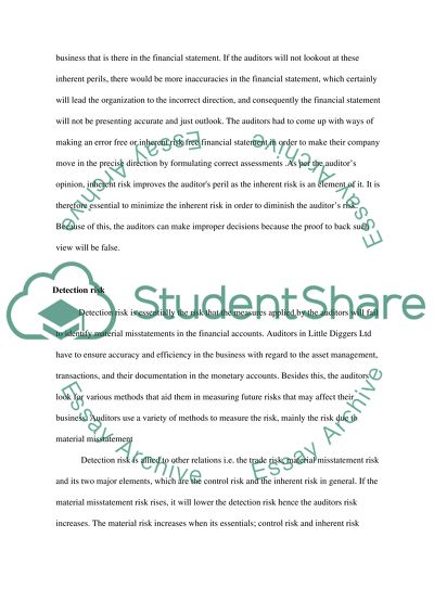 The Key Audit Risks to the Audit for Little Diggers