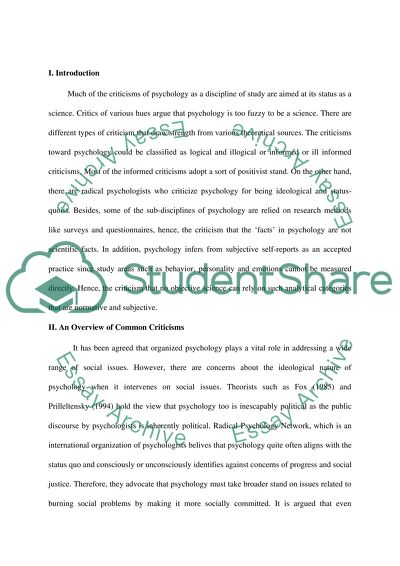 The Common Criticisms of Psychology