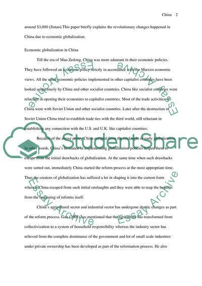 the effects of globalization in china essay