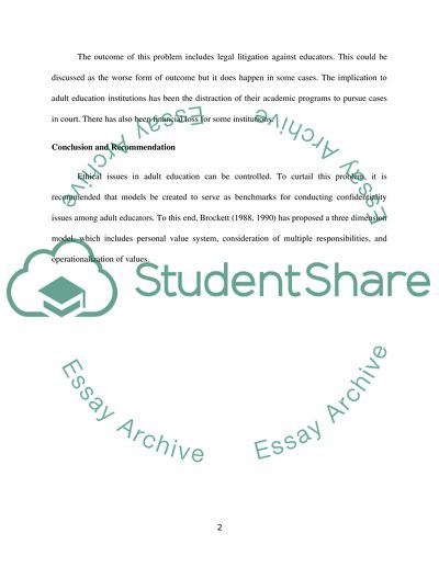 Ethical Issues of Adult Education