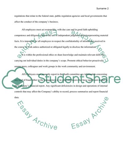 Recommended Code of Ethics