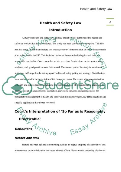 EU Initiatives for Contribution to Health and Safety of Workers