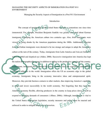 Managing Security Aspects of Immigration in a Post 9/11 Environment