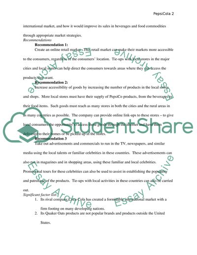 Pepsico diversification essay picture