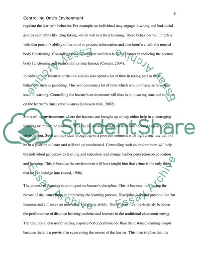 Controlling Ones Environment in Learning