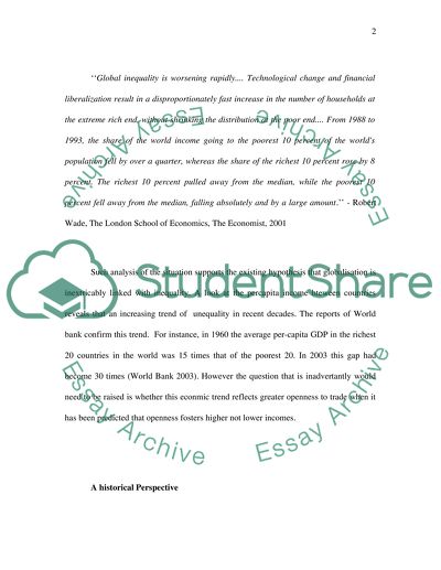 Effect of Globalisation on Inequalities Between Nations in Australia