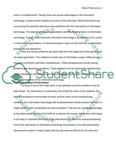 Information Technology in Retail Pharmacies