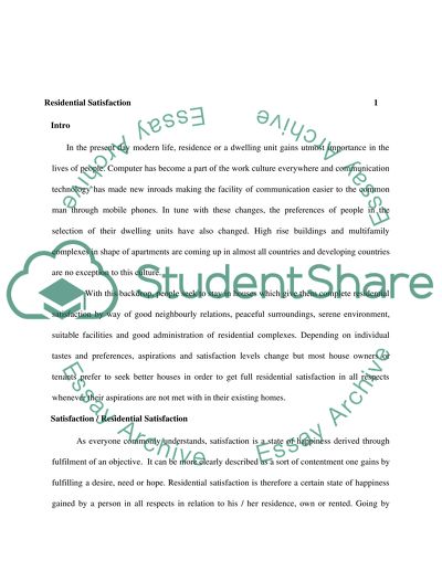 Residential Satisfaction