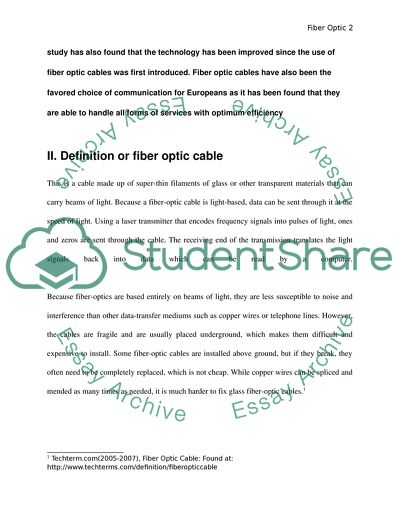 Fiber Optic Cable Use in the European Market (Electrical Engineering)