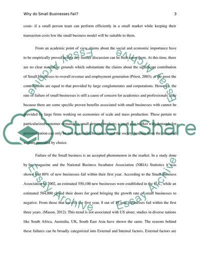 Why Do Small Businesses Fail An Economic Perspective