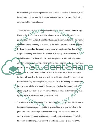 The Meaning of Ethics Followed by Identifying the Ethical Dilemma