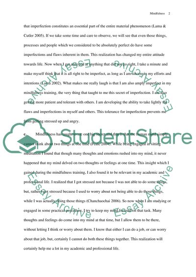 Contemporary Approaches to Lifestyle Management - Evaluation & Reflection on Mindfulness Life Skills