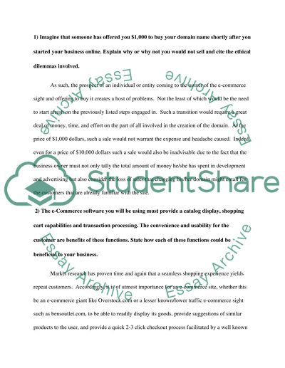 An E-Commerce Business Model: Questions and Answers