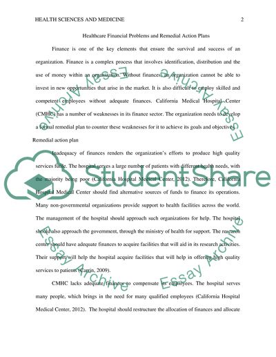 SLP 4 - Healthcare Financial Problems and Remedial Action Plans