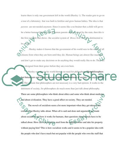 Detriment of Socialism in Brave New World by Aldous Huxley