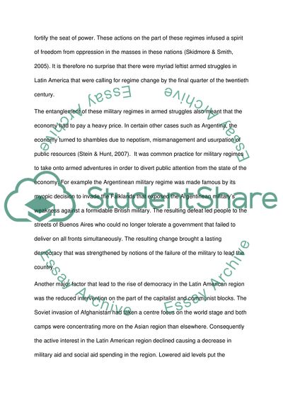 Democracy in the Final Quarter of the 20th Century in Latin America