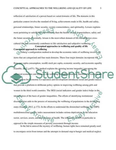 Conceptual Approaches to Wellbeing and Quality of Life